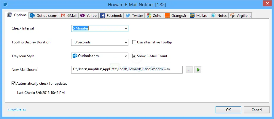 Howard E-Mail Notifier Captura de tela 2