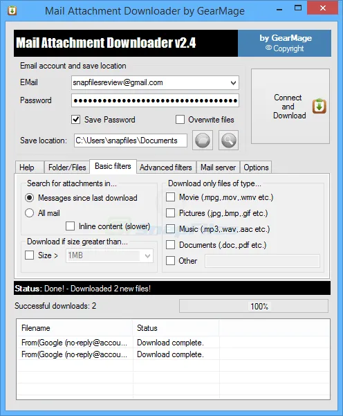 Mail Attachment Downloader Captura de tela 2