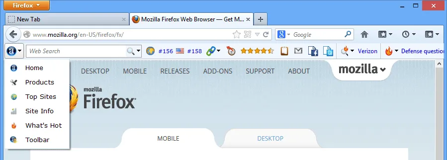 Alexa Toolbar for Firefox Captura de tela 1