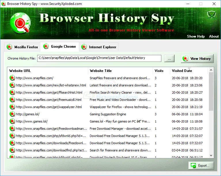 Browser History Spy Captura de tela 1