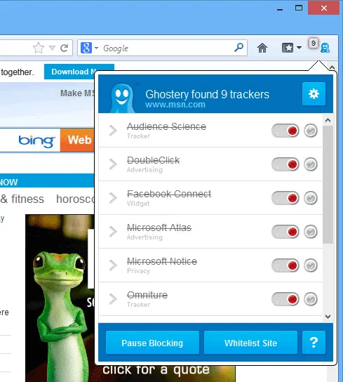 Ghostery for Firefox Captura de tela 1