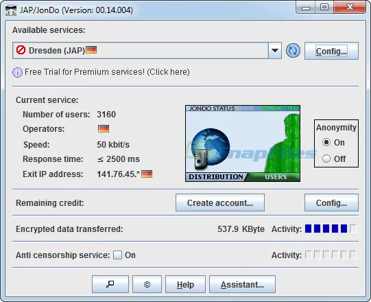 JAP Anon Proxy Captura de tela 1