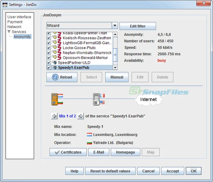 JAP Anon Proxy Captura de tela 2