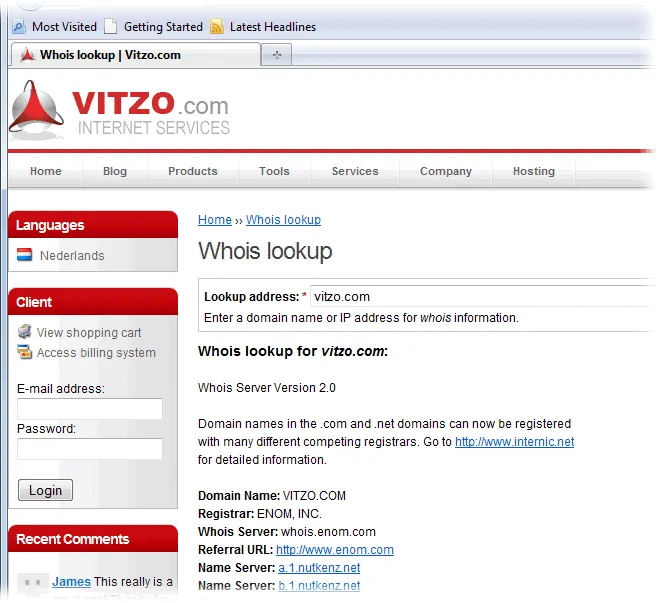 Vitzo WHOIS for Firefox Captura de tela 2