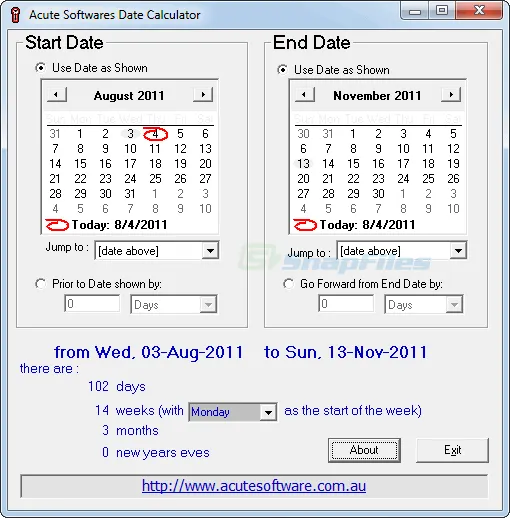 Acute Date Calculator Captura de tela 1