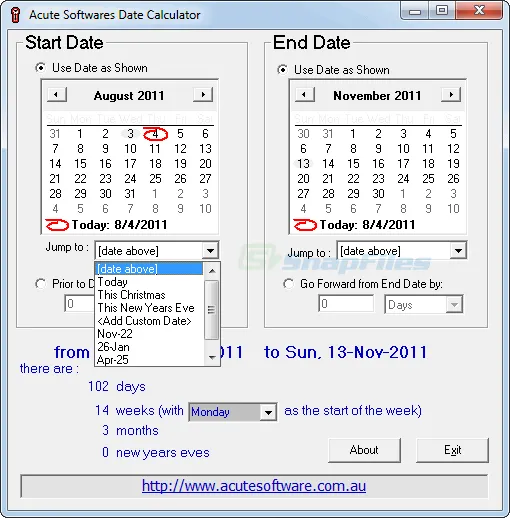 Acute Date Calculator Captura de tela 2