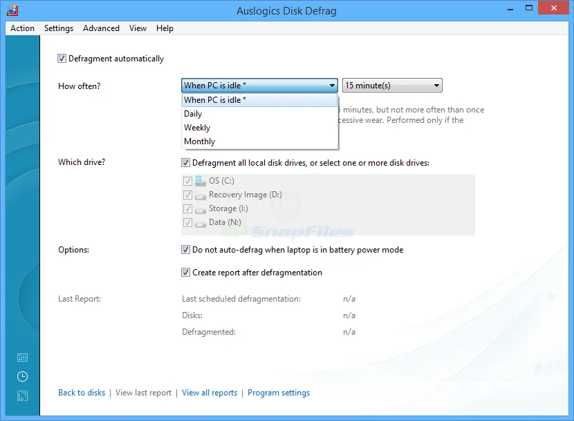 Auslogics Disk Defrag Captura de tela 2