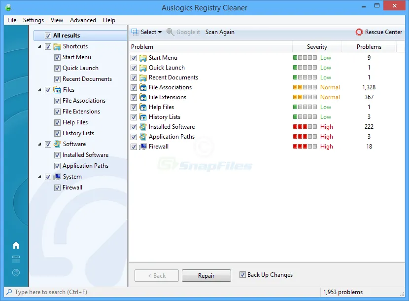 Auslogics Registry Cleaner Captura de tela 1