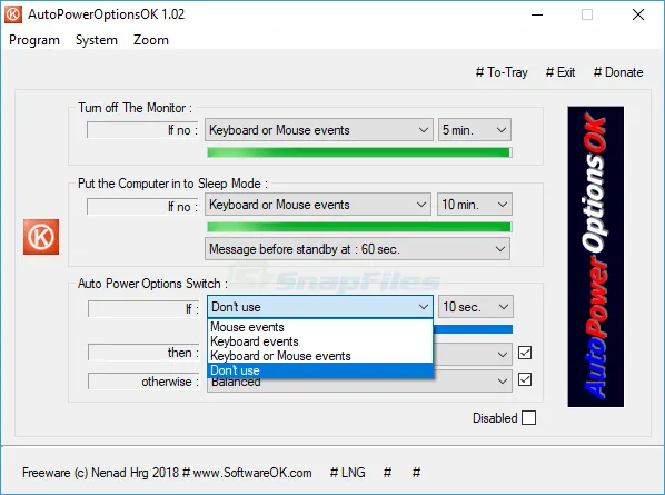AutoPowerOptionsOK Captura de tela 2