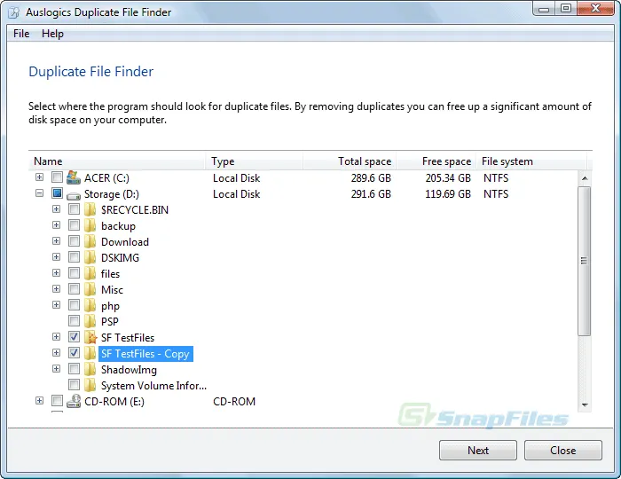 Auslogics Duplicate File Finder Captura de tela 1