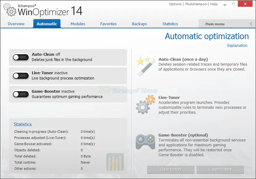 Ashampoo WinOptimizer Captura de tela 2