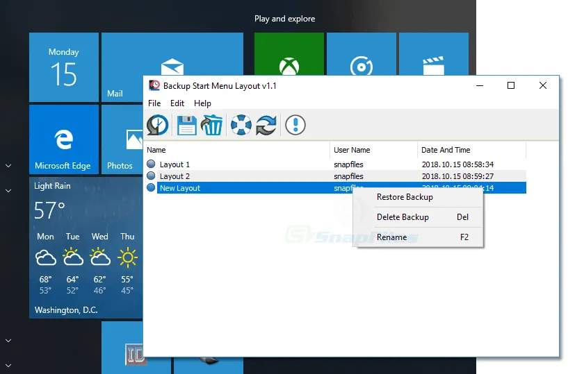 Backup Start Menu Layout Captura de tela 1