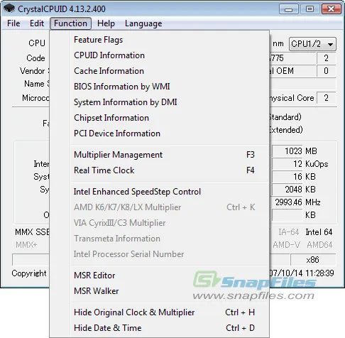 Crystal CPUID Captura de tela 2