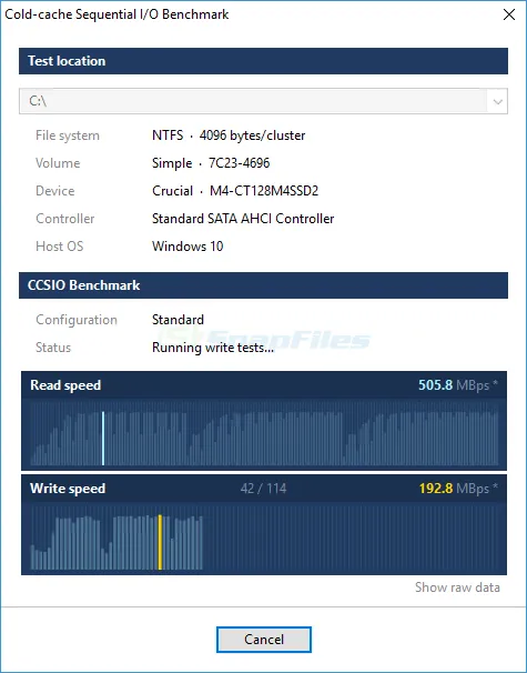 CCSIO Benchmark Captura de tela 1