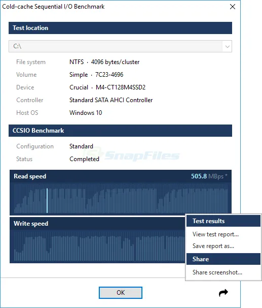 CCSIO Benchmark Captura de tela 2