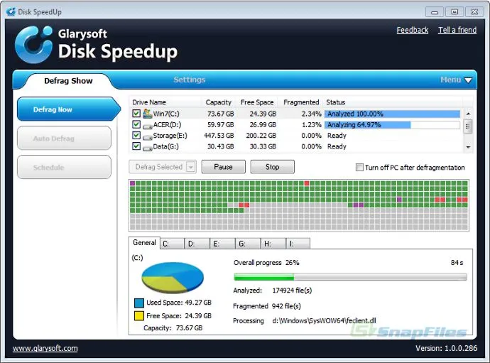 Glarysoft Disk SpeedUp Captura de tela 1