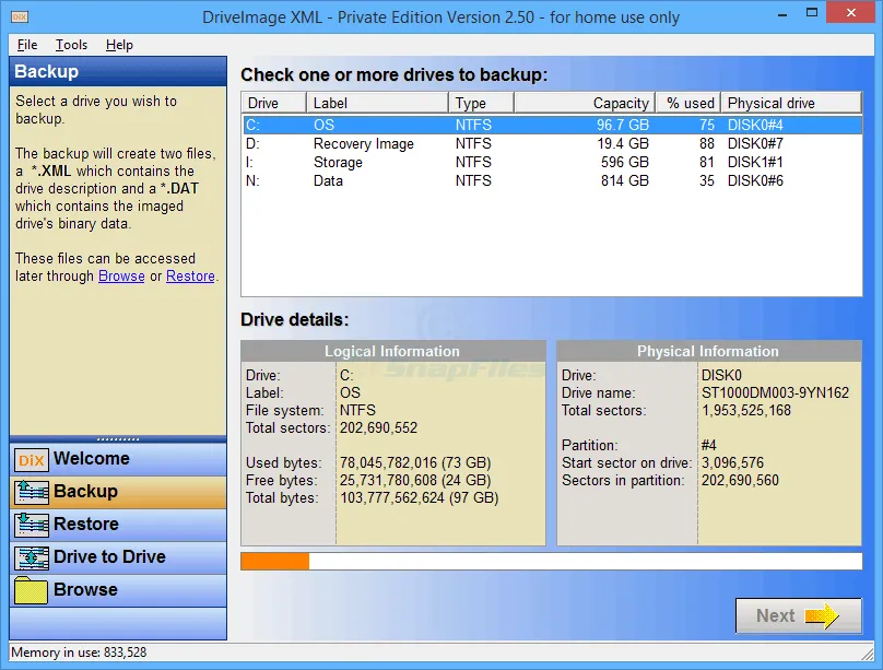 DriveImage XML (Private Edition) Captura de tela 1