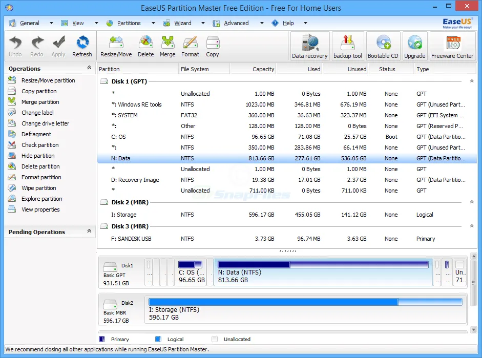 EaseUS Partition Master Captura de tela 1