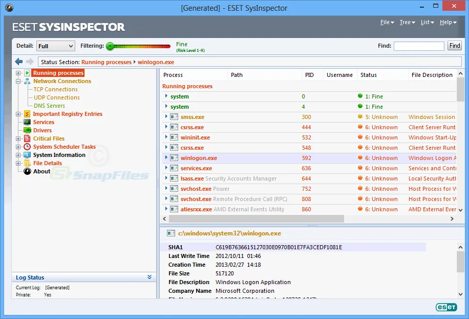 ESET SysInspector Captura de tela 1