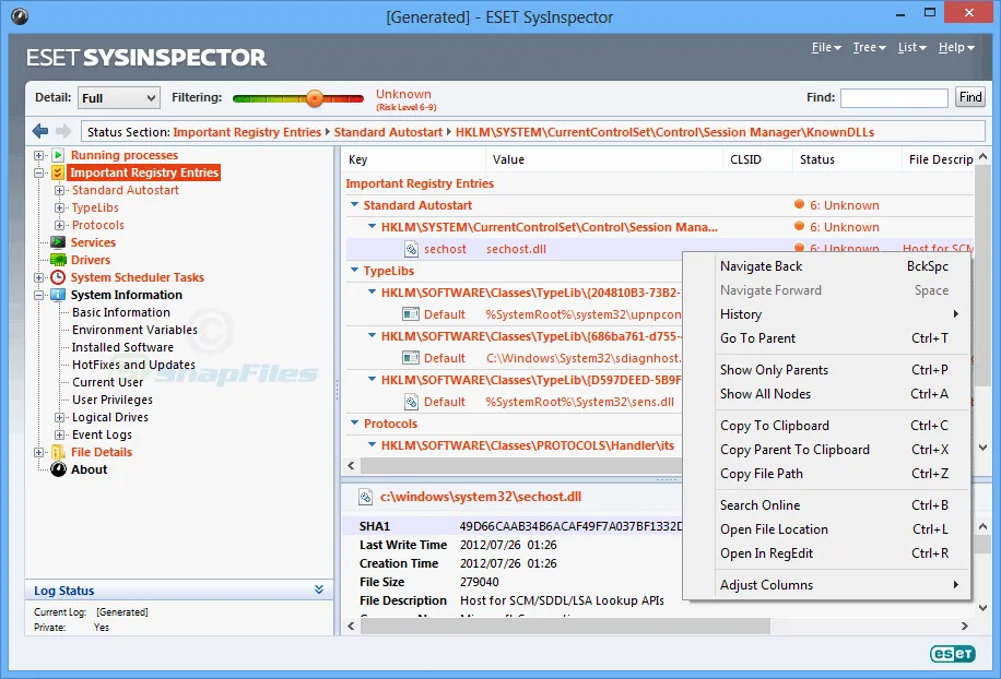 ESET SysInspector Captura de tela 2