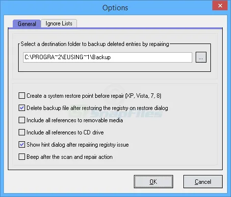 Eusing Free Registry Cleaner Captura de tela 2