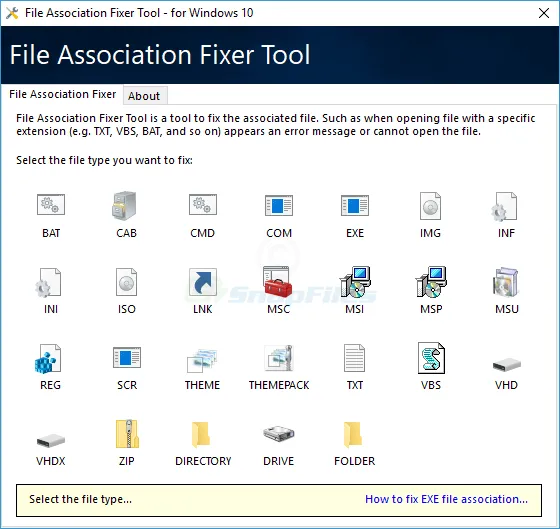 File Association Fixer Tool Captura de tela 1