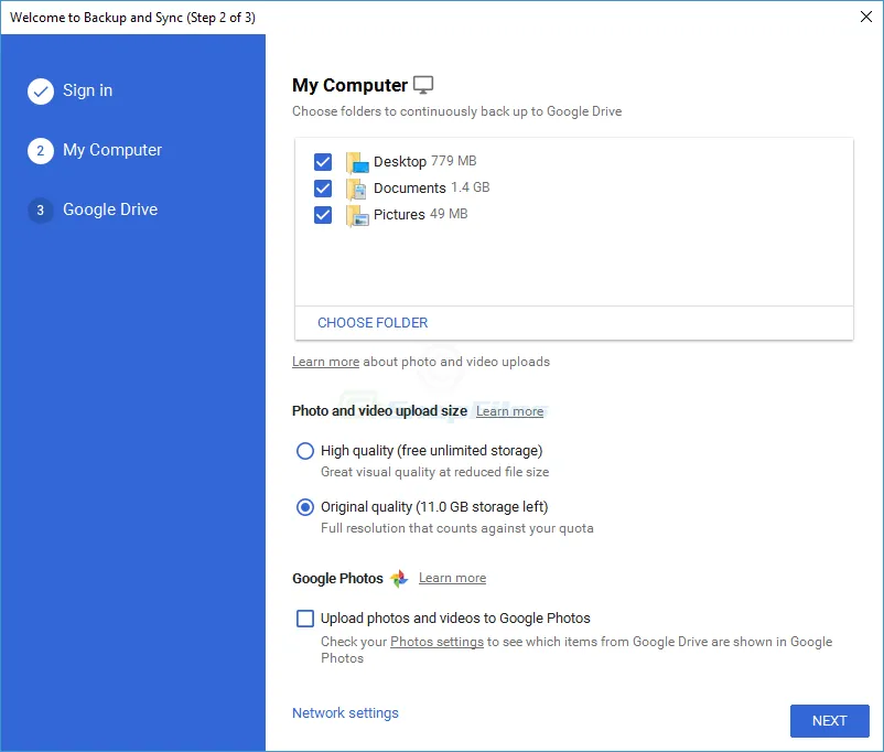 Google Backup and Sync Captura de tela 1