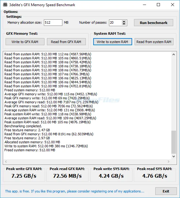 GFX Memory Speed Benchmark Captura de tela 1