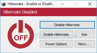 Hibernate Enable or Disable Captura de tela 2