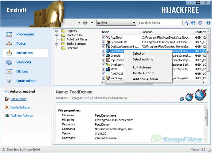 Emsisoft HiJackFree Captura de tela 2