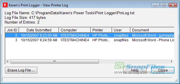 Karens Print Logger Captura de tela 2