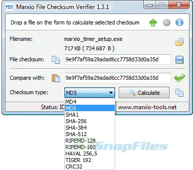 Marxio File Checksum Verifier Captura de tela 1