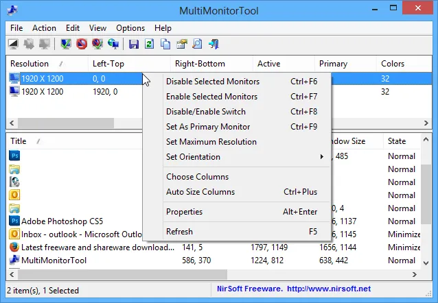 MultiMonitorTool Captura de tela 1