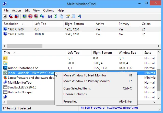 MultiMonitorTool Captura de tela 2