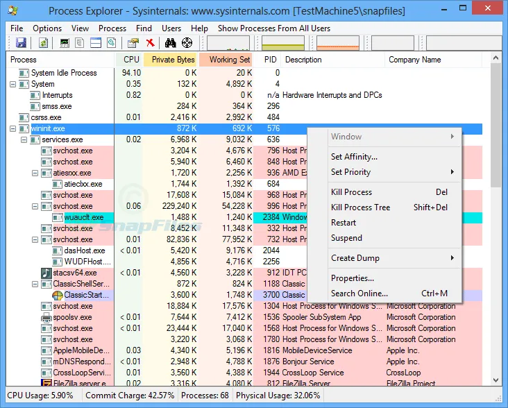 Process Explorer Captura de tela 1