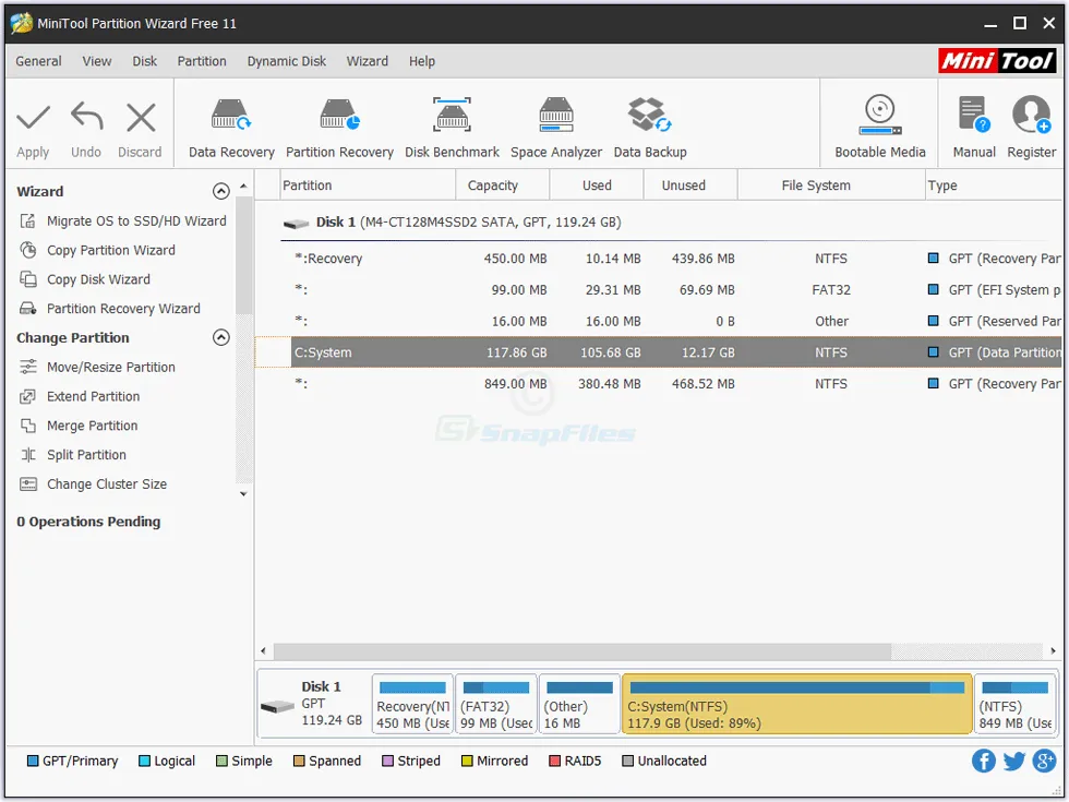 MiniTool Partition Wizard Free Captura de tela 1