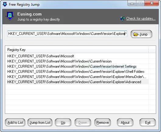 Free Registry Jump Captura de tela 1