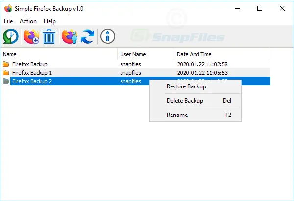 Simple Firefox Backup Captura de tela 1