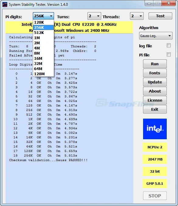 System Stability Tester Captura de tela 2