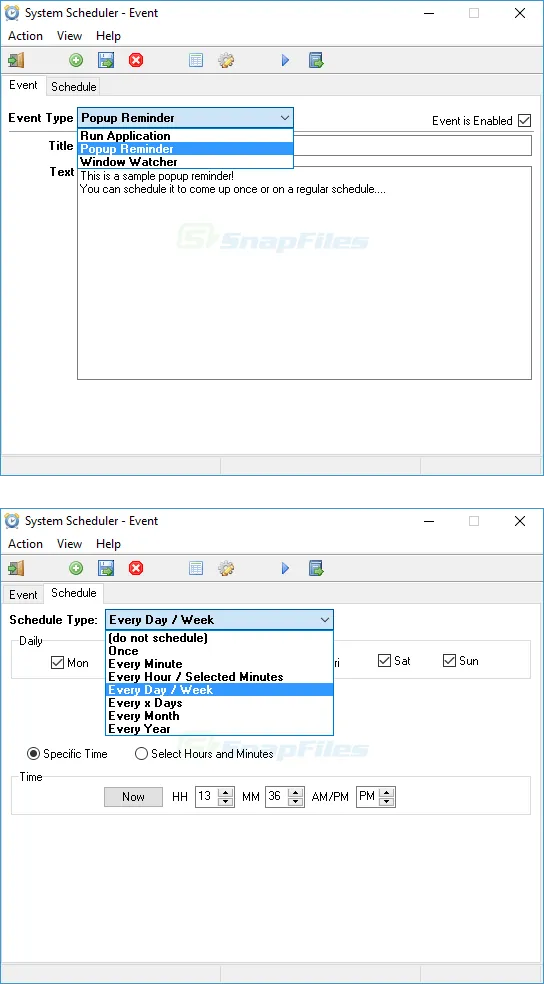 System Scheduler Captura de tela 2