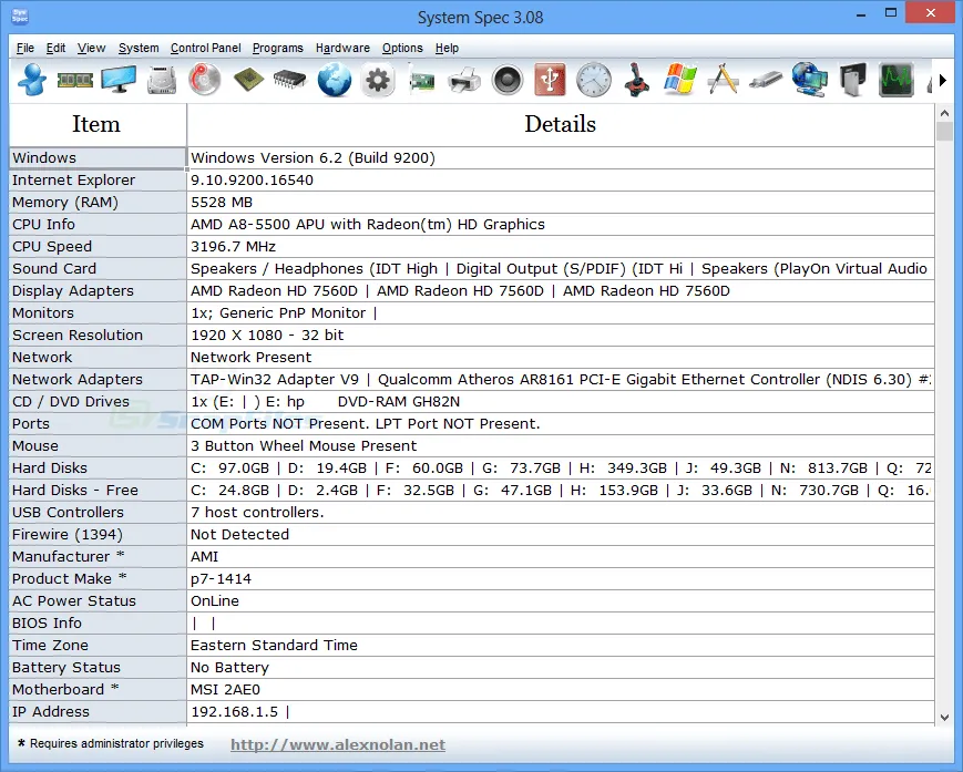 System Spec Captura de tela 1