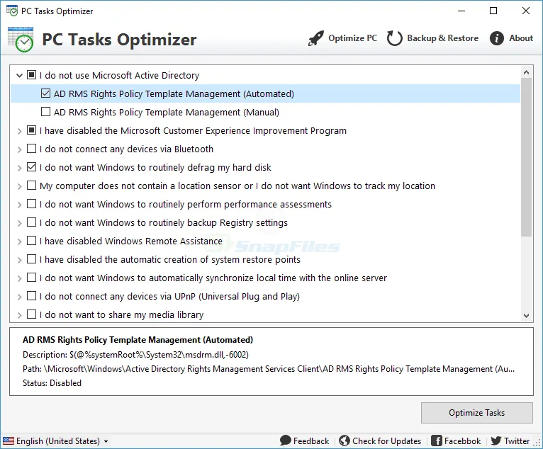 PC Tasks Optimizer Captura de tela 1