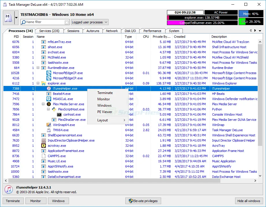 MiTeC Task Manager DeLuxe Captura de tela 1