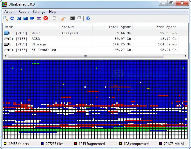 UltraDefrag Captura de tela 1