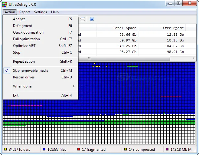 UltraDefrag Captura de tela 2