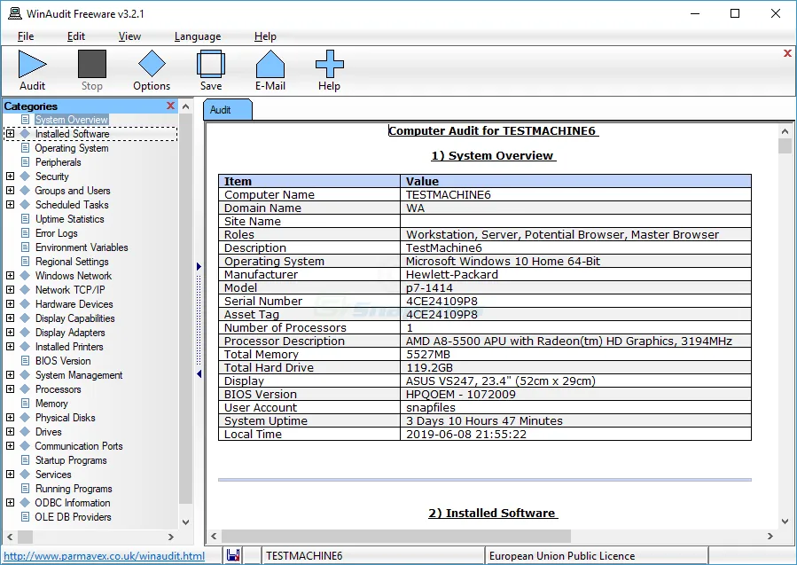 WinAudit Captura de tela 1