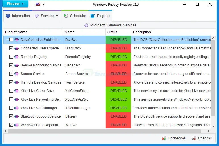 Windows Privacy Tweaker Captura de tela 1