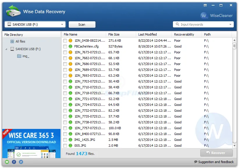 Wise Data Recovery Captura de tela 1